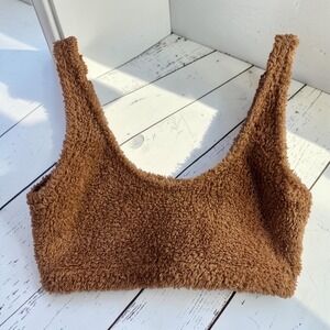 Cozcore Fleece Teddy Bralette PINK Victoria's Secret Size M Brown Soft Girl